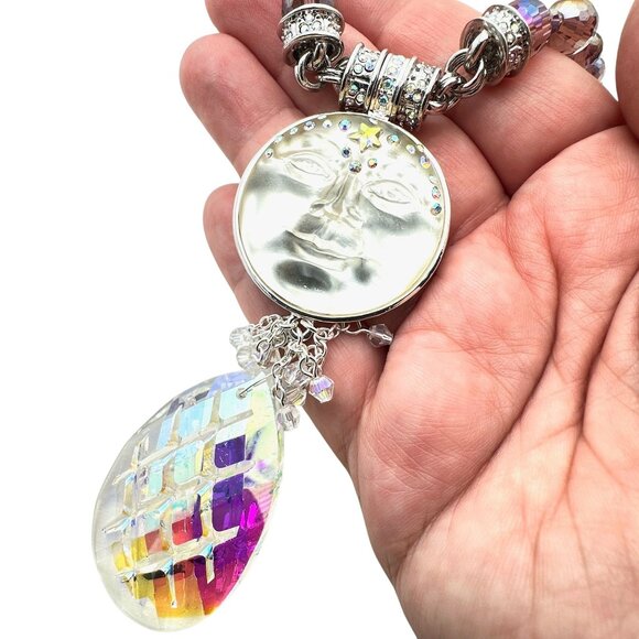 Kirks Folly Seaview Moon Purple Crystal Magnetic Pendant Necklace - Picture 1 of 3